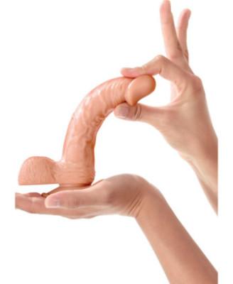 Gode réaliste veiné avec testicules et ventouse 18cm 